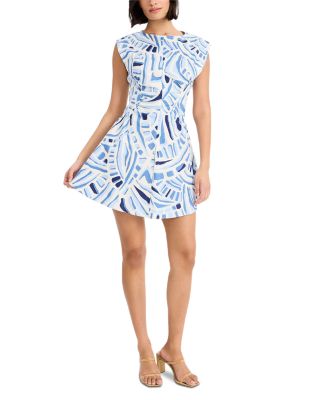 Extended Shoulder Mini Fit and Flare Dress