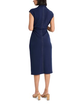 Cap Sleeve Button Front Midi Dress