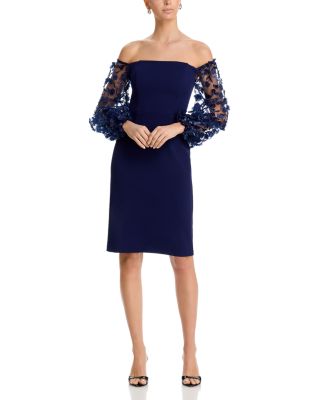 Off The Shoulder Balloon Sleeve Cocktail Dress