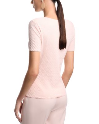 Stretch Jersey Geometric Jacquard Top