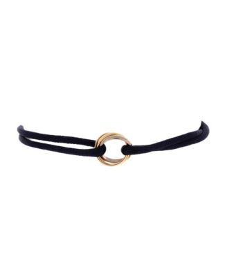 Trinity On Cord Bracelet Silk Cord with 18K Tricolor Gold