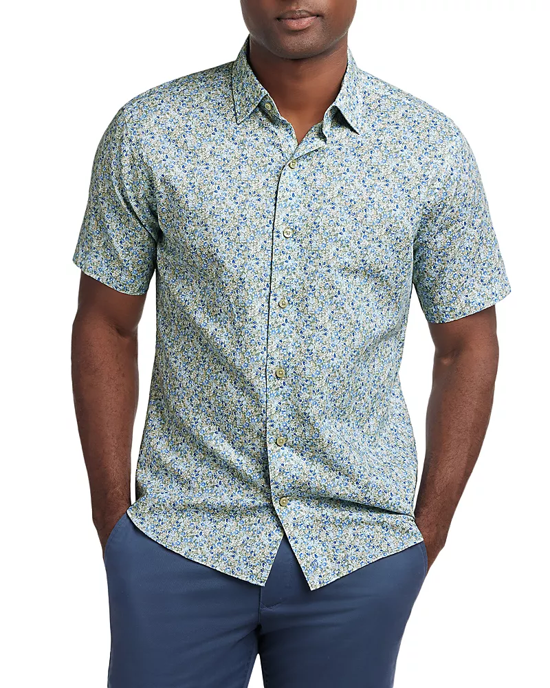 David Donahue Floral Linen Shirt