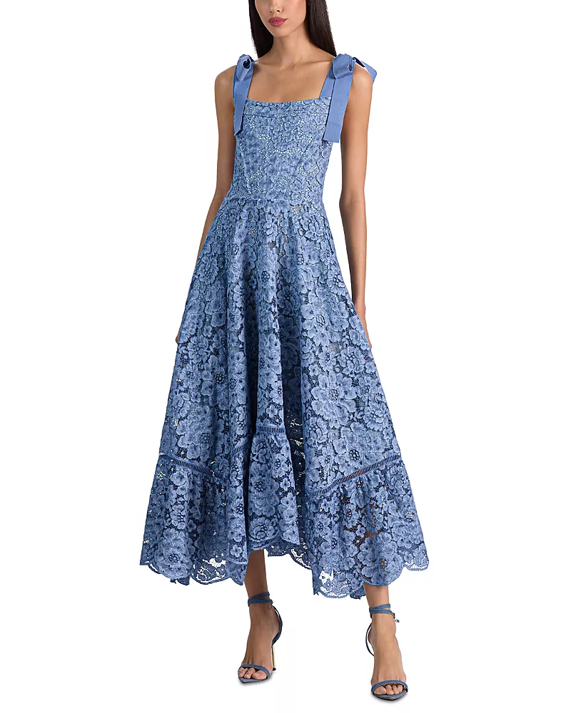 Alice and Olivia Rosalee Lace Midi Dress