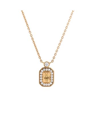 HW Logo Pendant Necklace 18K Gold with Diamonds ,16"