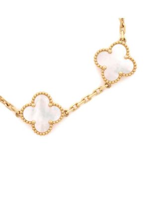 Vintage-Like Alhambra 5 Motifs Bracelet 18K Gold and Mother of Pearl