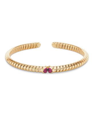 18K Yellow Gold Trisolina Ruby Bangle Bracelet