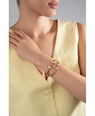 18K Yellow Gold Trisolina Small Castanga Pav&eacute; Diamond Bangle Bracelet