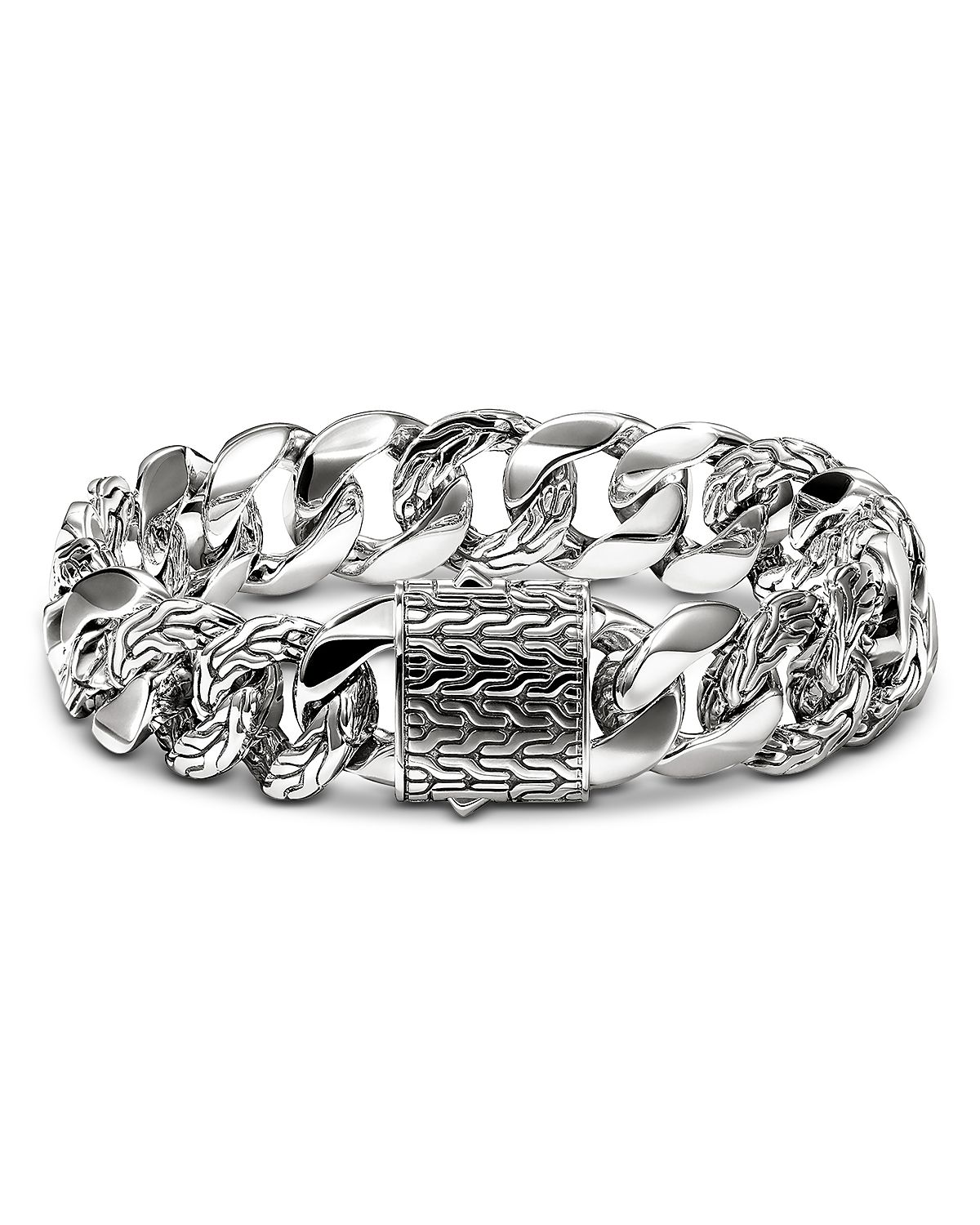 John Hardy Sterling Silver Chain Textured & Polished Curb Link Bracelet