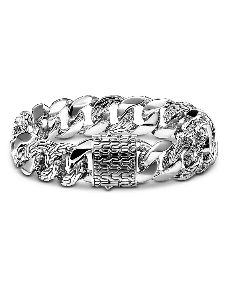 John Hardy Sterling Silver Chain Textured & Polished Curb Link Bracelet