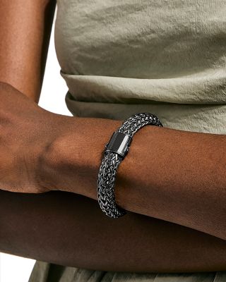 Sterling Silver Icon Dark Woven Link Bracelet, 10.5mm