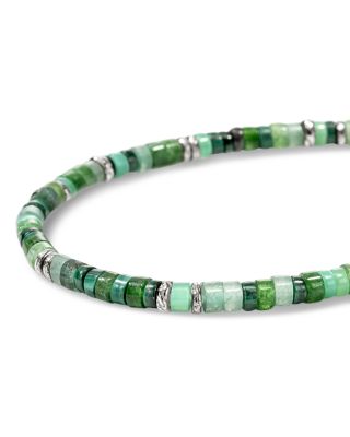 Sterling Silver Heishi Green Multi Stone Bead Bracelet
