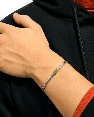 14K Yellow Gold & Sterling Silver Icon Woven Link Chain Bracelet, 5mm