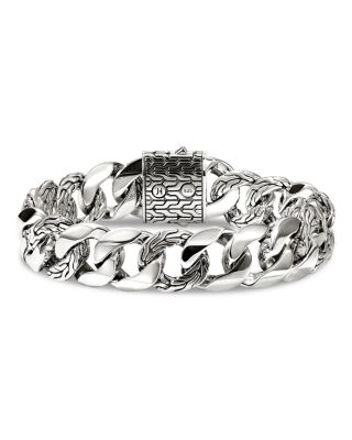 Sterling Silver Chain Textured & Polished Curb Link Bracelet