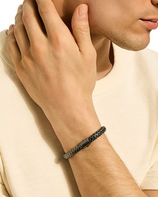 Sterling Silver Icon Dark Woven Link Bracelet, 7.5mm