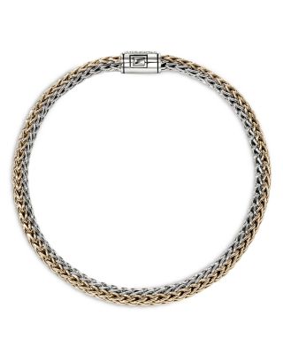 14K Bonded Gold & Sterling Silver Icon Reversible Woven Link Bracelet, 5mm