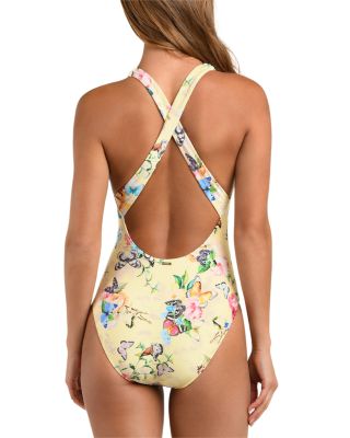Lisa Garden Butterflies Plunge One Piece Swimsuit