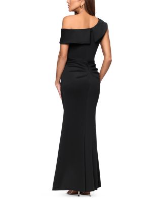One Shoulder Ruffle Scuba Crepe Dress - Exclusive