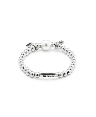 Sterling Silver Plated Beaded With A Pearl Bracelet