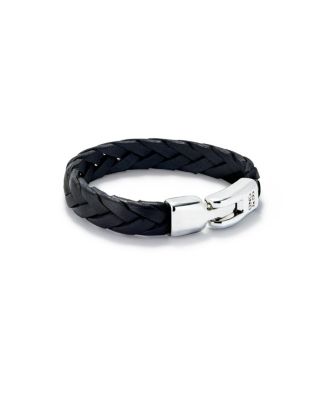 Leather Braided with Sterling Silver Plated Clasp Bracelet