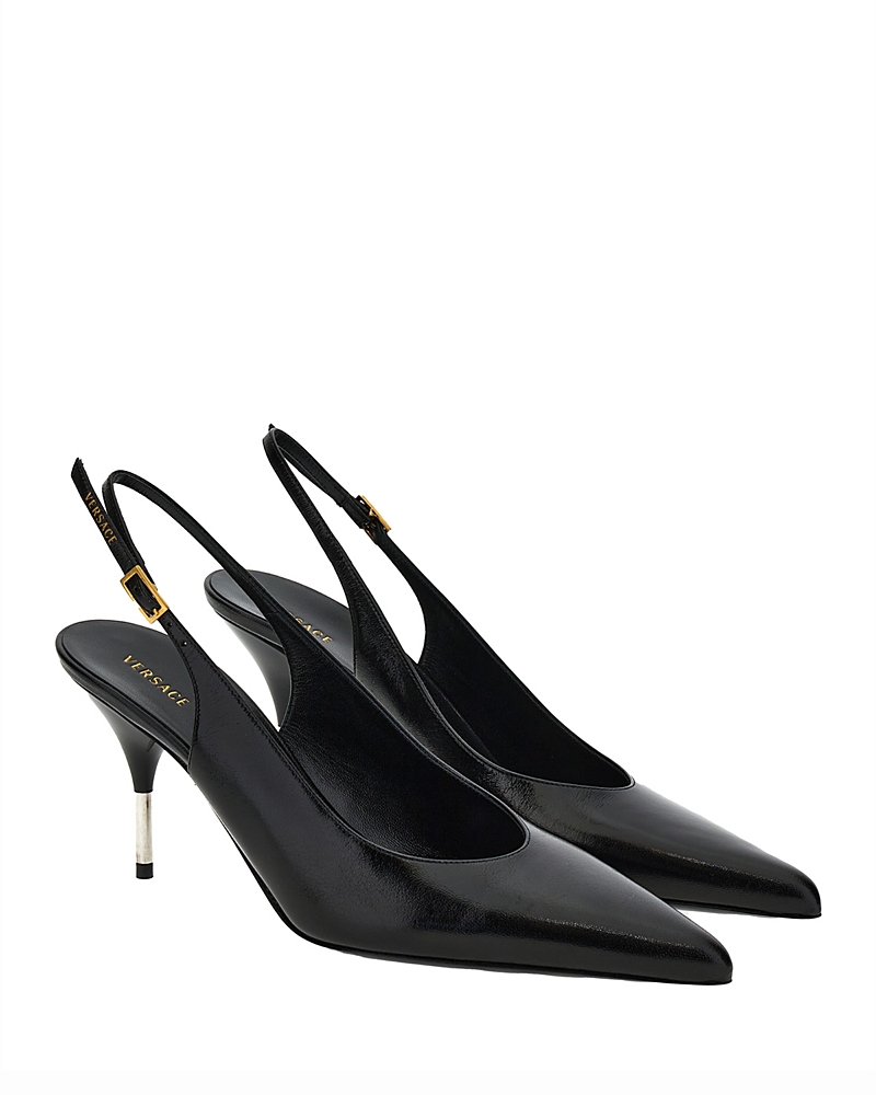 Versace Women's Pointed Leather Slingback Pumps