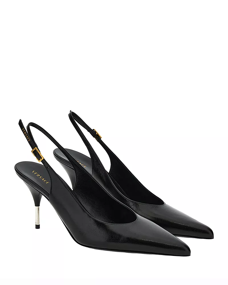 Versace Women's Pointed Leather Slingback Pumps