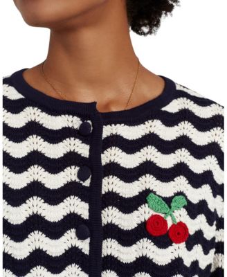  Women's Cotton Cherry Crochet Cardigan