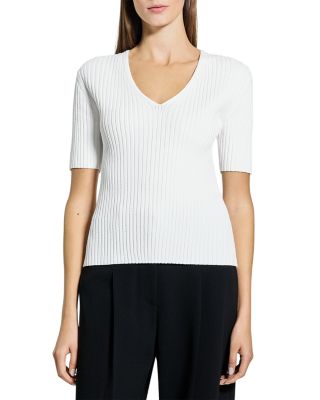 Pointelle V Neck Tee