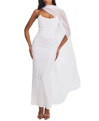  Myra Beaded Mesh Strapless Wedding Dress