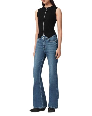 Maisie High Rise Flare Leg Jeans in Mid Indigo