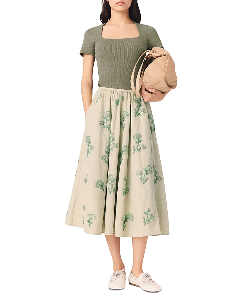Maje Embroidered Technical Skirt