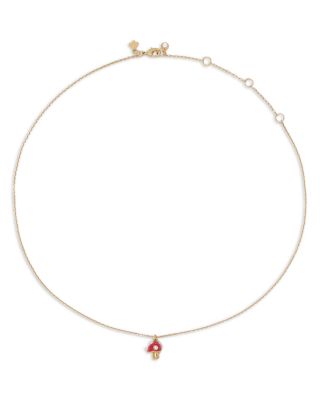 Secret Garden Imitation Pearl Mushroom Pendant Necklace, 16-19" 