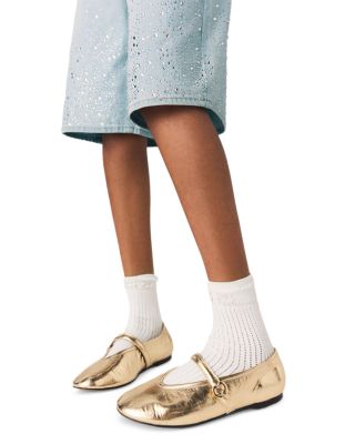 Women's Metallic Leather Ballet Flats