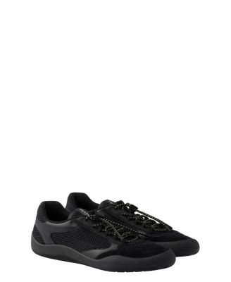 Prada Women's Speedrock Mesh Fabric Sneakers In Black