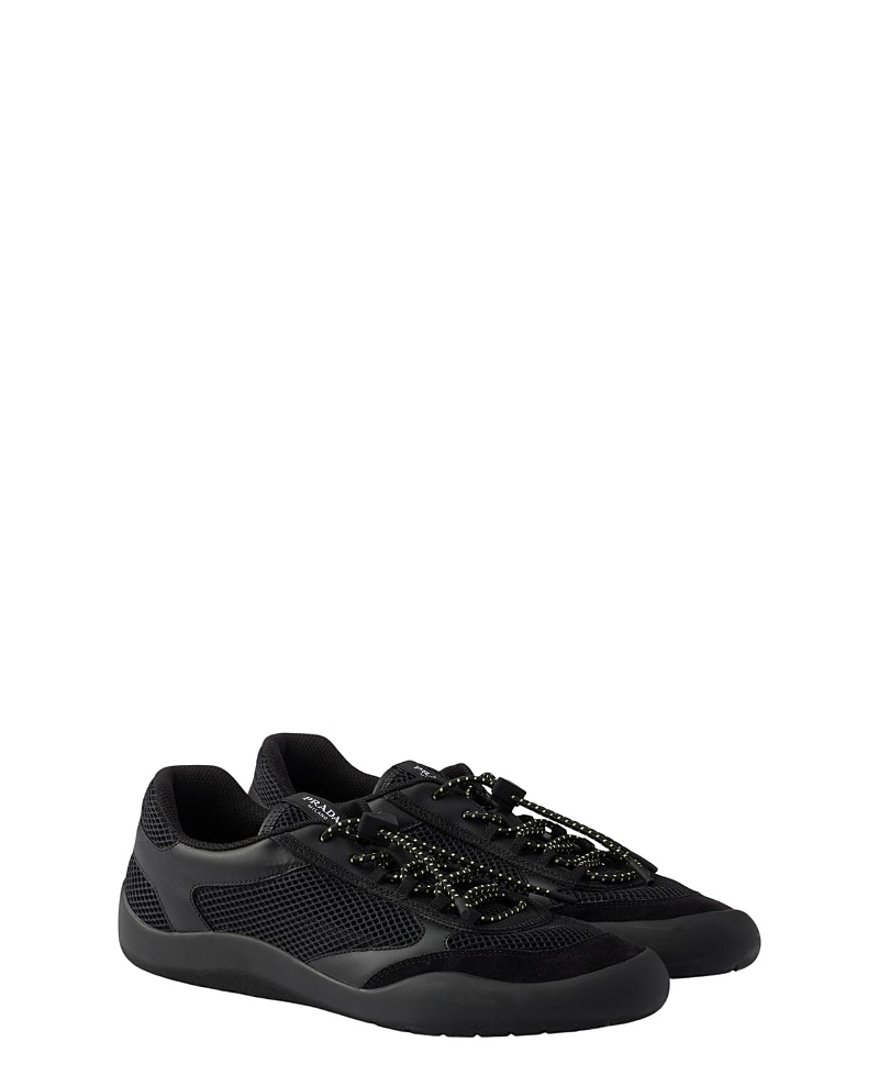 Prada Women's Speedrock Mesh Fabric Sneakers In Black