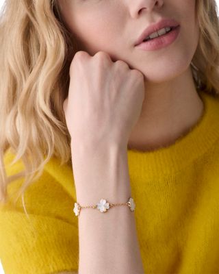 Spade Flower Mother Of Pearl Clover Scatter Bracelet