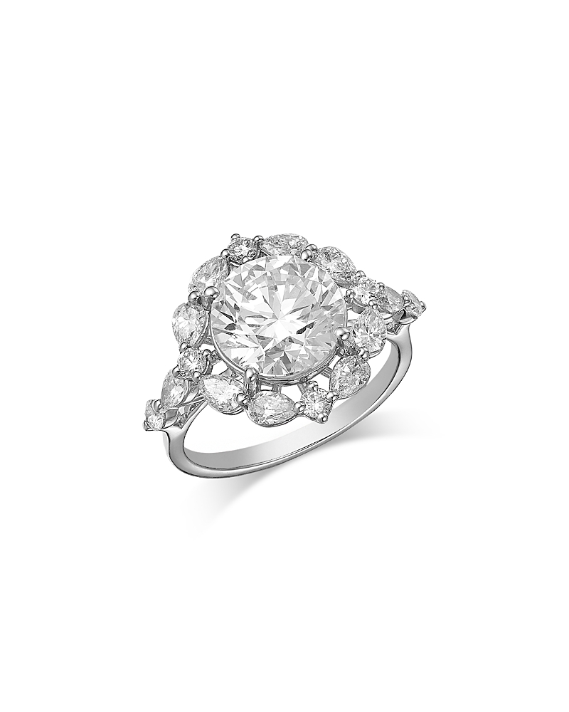Bloomingdale's Fine Collection Luxe Collection Certified Lab Grown Diamond Halo Engagement Ring in 18K White Gold, 4.0 tcw
