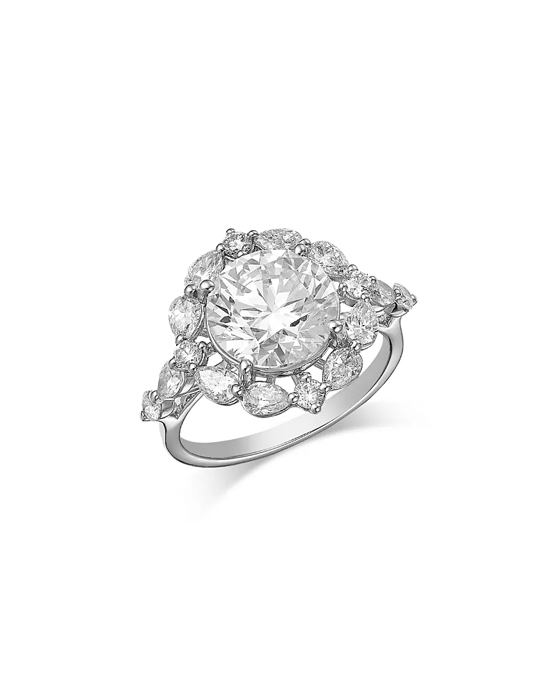 Bloomingdale's Fine Collection Luxe Collection Certified Lab Grown Diamond Halo Engagement Ring in 18K White Gold, 4.0 tcw