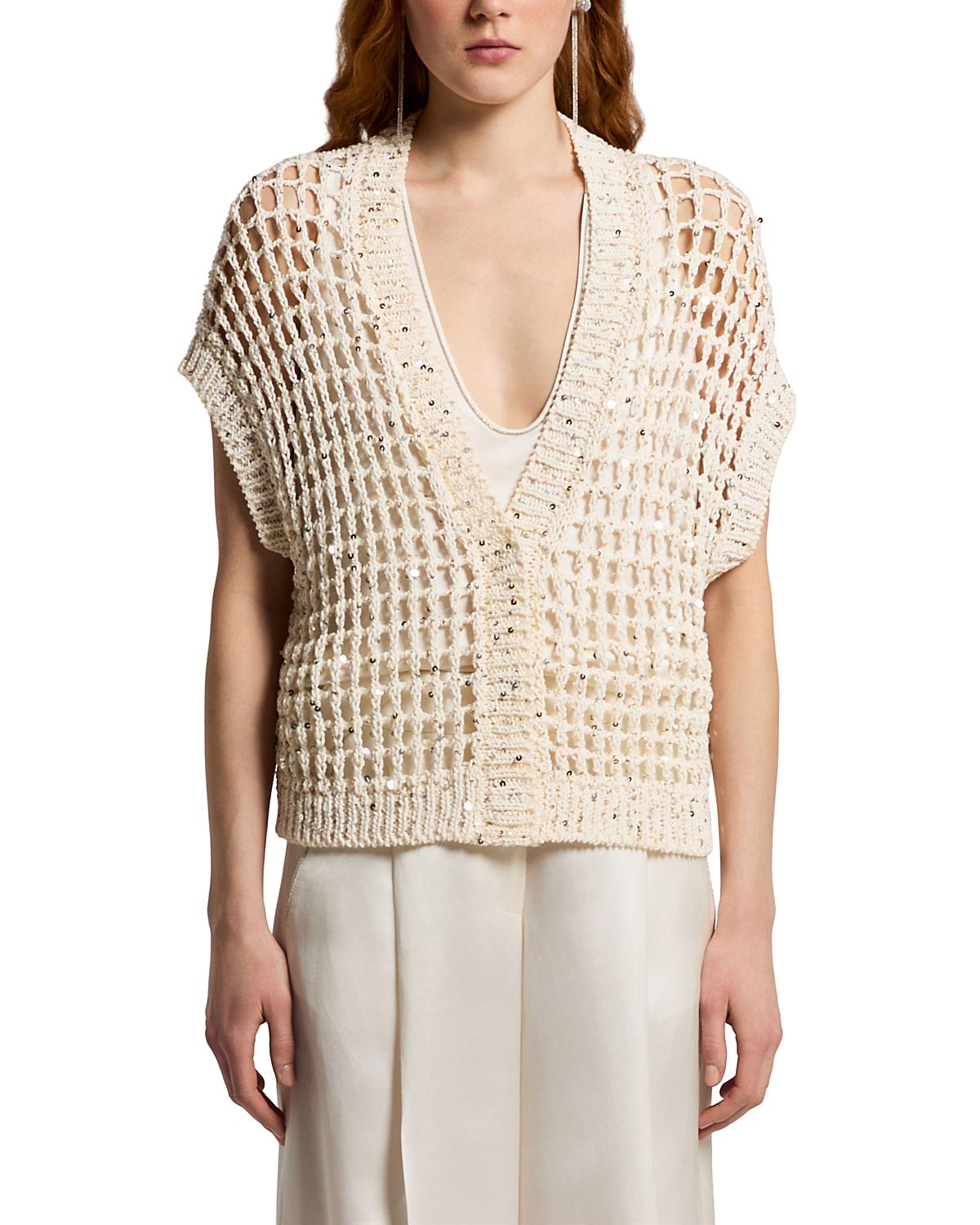 Peserico Knitted Short Sleeve Cardigan Sweater