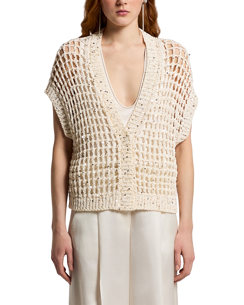 Peserico Knitted Short Sleeve Cardigan Sweater