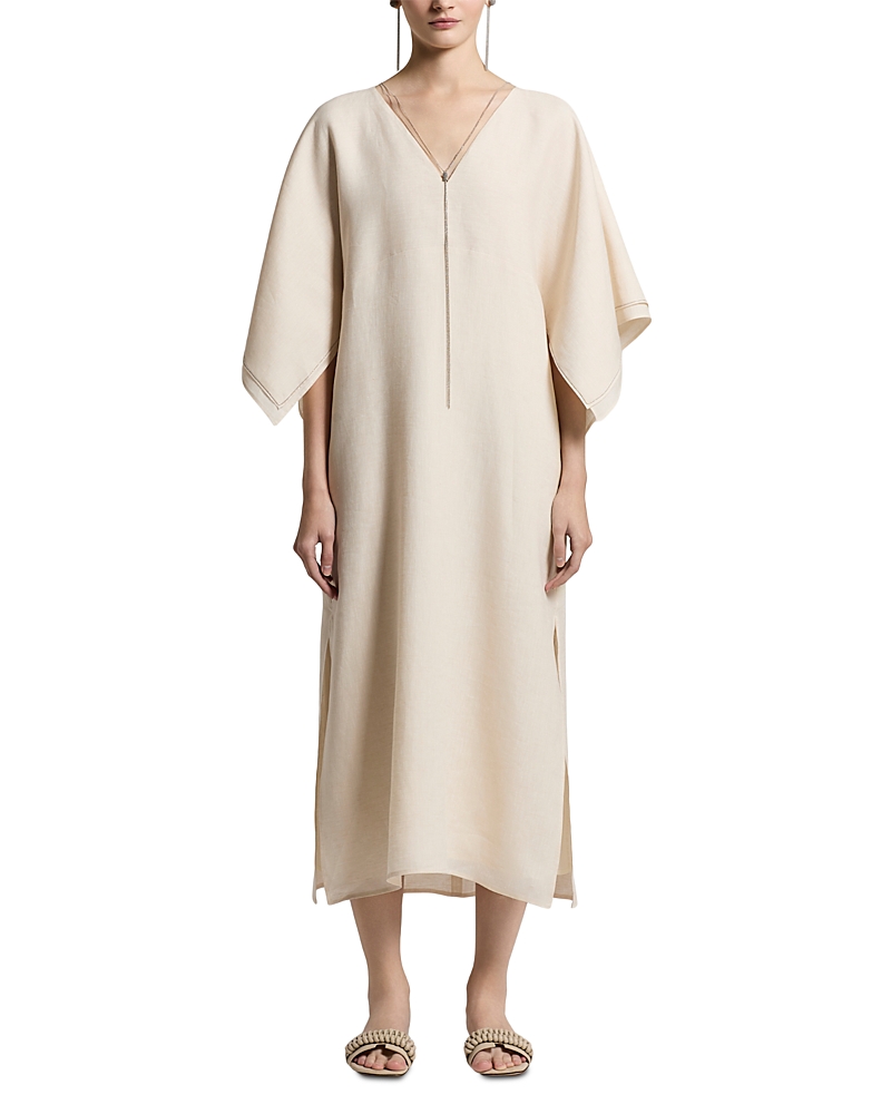 Peserico Embellished V Neck Midi Dress
