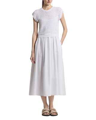 Bi Material Cotton Blend Dress