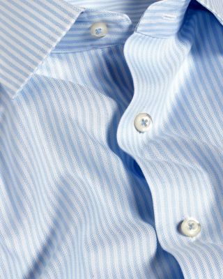 Trim Fit Silk Blend Herringbone Stripe Dress Shirt