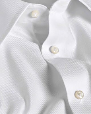 Trim Fit Silk Blend Twill Solid Dress Shirt