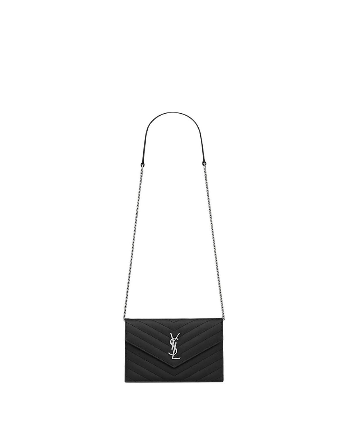 Saint Laurent Cassandre Matelasse Envelope Chain Wallet