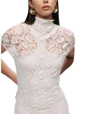  High-Neck Lace Maxi Dress