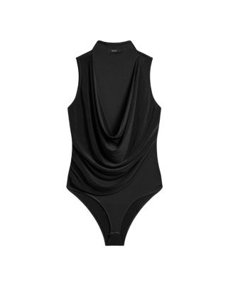 Draped Mesh-Panel Bodysuit