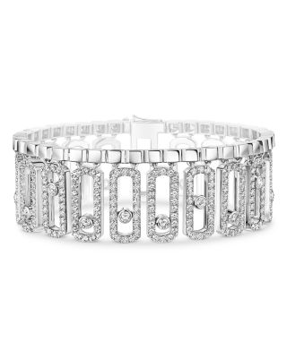 18K White Gold Move Iconica Diamond Openwork Link Bracelet