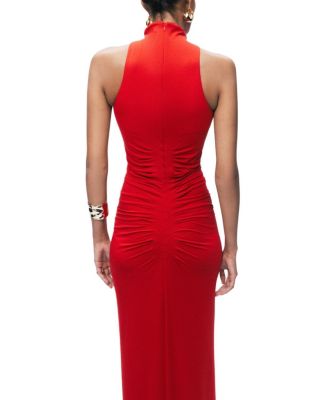  Ruched High-Neck Maxi Dress