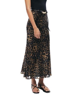  Printed Leopard Midi Skirt