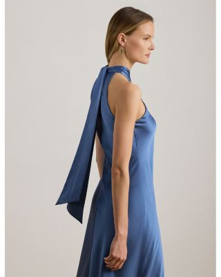 Satin Charmeuse Halter Cocktail Dress